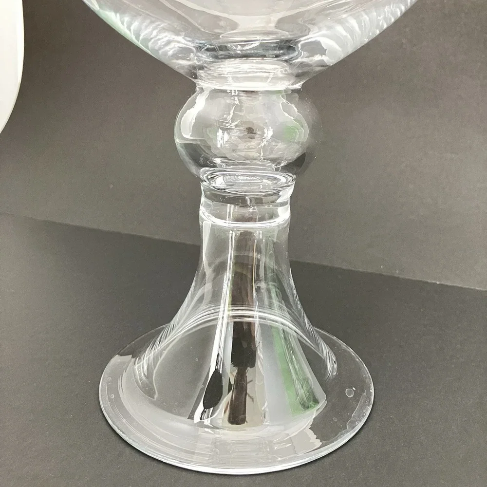 VTG Clear Glass Apothecary Jar Covered Compote Pedestal Candy Dish Finial Footed